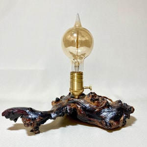 Lámpara de mesa de madera de mopane, lámpara hecha de raíz de mopane, lámpara de mesa para sala de estar, lámpara original, lámpara de mesa, lámpara única,