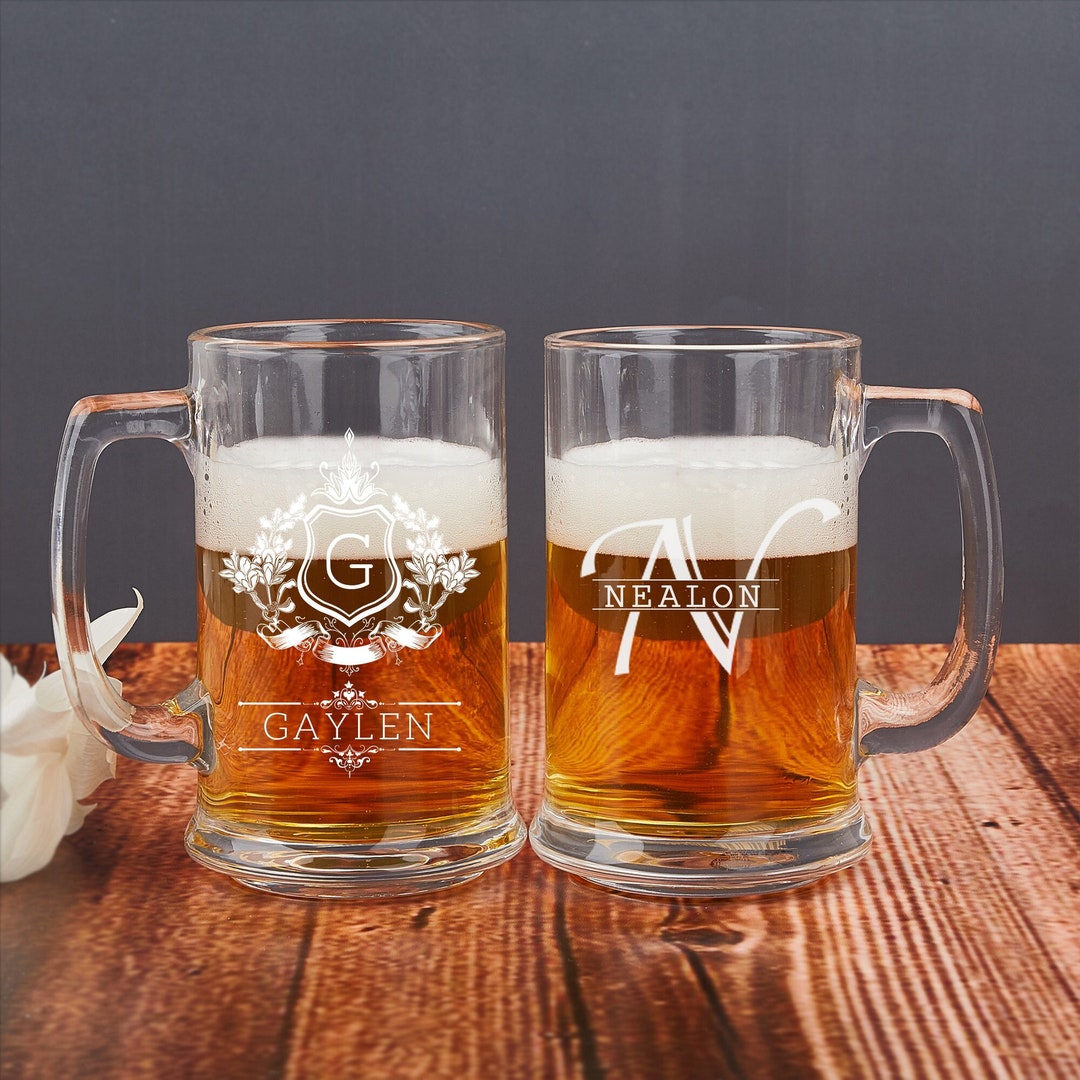 Custom Logo Beer Mug,personalized Etched Beer,monogram Beer Mug