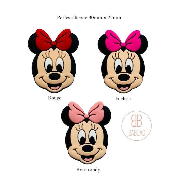 Perle silicone style tête minnie