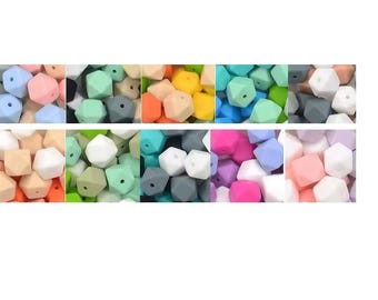 Lot of 2, 5 or 10 square hexagonal silicone beads 14mm