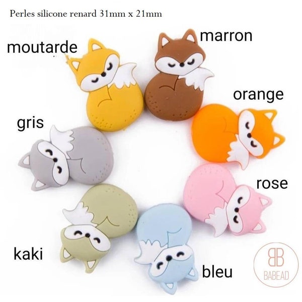 Perle silicone renard 31mm x 21mm