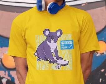 Koala - Skateboarding für alle - Schweres Unisex-T-Shirt mit Rundhalsausschnitt