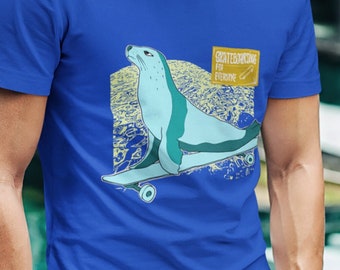 Seal - Skateboarding for everyone - Schweres Unisex-T-Shirt mit Rundhalsausschnitt