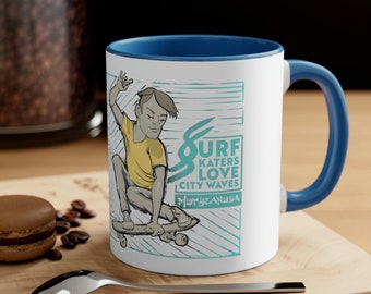 Surfskaters love city waves Accent Coffee Mug, 11 oz