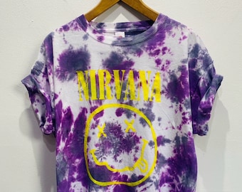 Nirvana Custom T-shirt Hand Crafted Grunge Tie Dye Festival and Gig Band T-Shirt (Unisex)