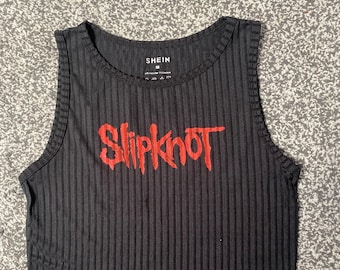 Slipknot/Korn Tank Crop Top Custom Hand Crafted, Nu Metal, Black / White Festival and Gig Band Tank Crop Top