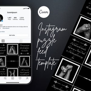 Schwarz Weiß Luxus Instagram Puzzle Feed Vorlage, Minimalist Elegant Schwarz Canva Vorlage, Füße, Fuß Instagram Feed Grid Posts