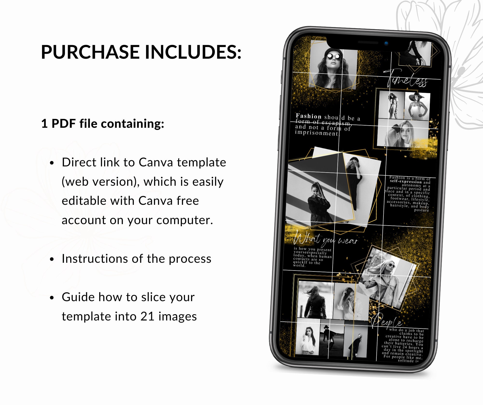 Black and Gold Instagram Feed Puzzle Template, Fashion and Glamour ...