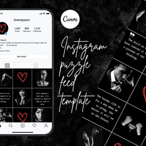 Black and Dark Instagram Puzzle Template, Inspiring Puzzle Feed, Modelling Instagram Puzzle, Canva Instagram Puzzle Feed Template