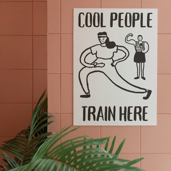 Funny Gym Poster Printable, Workout Room Decor, Home Gym Inspirational Quote Print, Retro Health And Wellness Downloadable Print