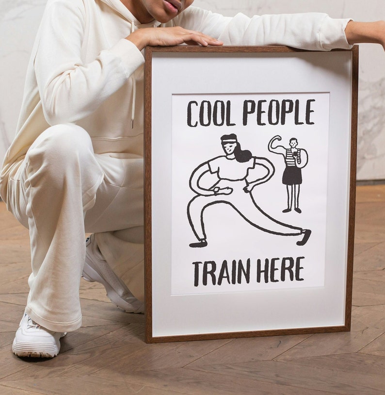 Funny Gym Poster Printable, Workout Room Decor, Home Gym Inspirational Quote Print, Retro Health And Wellness Downloadable Print image 7