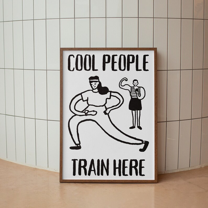 Funny Gym Poster Printable, Workout Room Decor, Home Gym Inspirational Quote Print, Retro Health And Wellness Downloadable Print image 8