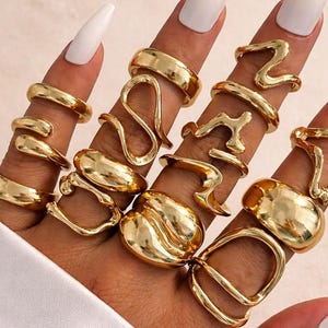 Artist Palette Ring Set Adjustable, Minimalist Geometric Rings, Waterproof Stainless Steel Jewelry, Stackable Artistic Rings for Women