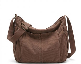 Canvas hobo tas voor dames, casual schoudertas, tas met meerdere vakken, crossbodytas voor dagelijks gebruik, zachte, soepele handtas
