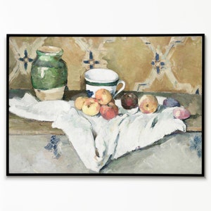 Stillleben mit Glastasse und Äpfeln von Paul Cézanne Poster, Poster, Wandkunst, Posterdruck, Wanddekoration, Stillleben, Glas, Tasse, Äpfel