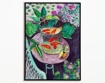 Henri Matisse Goldfish, Matisse Poster, Matisse Painting, Matisse Goldfish, Wall Decor, Wall Art, Colorful Print