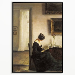 Poster artistico "Donna che legge", stampa artistica "Moody", regalo per amanti della lettura, arredamento vittoriano, stampa femminista, arte murale primaverile, arte murale "Moody" n. 1