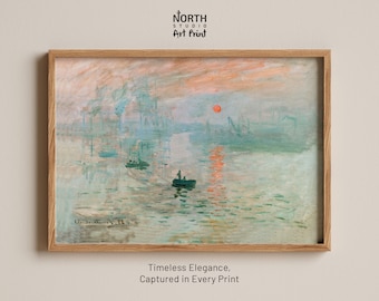Impresión del amanecer de Claude Monet, arte impresionista, impresionismo, arte mural, pintura de paisajes, Monet amanecer, impresión de arte abstracto