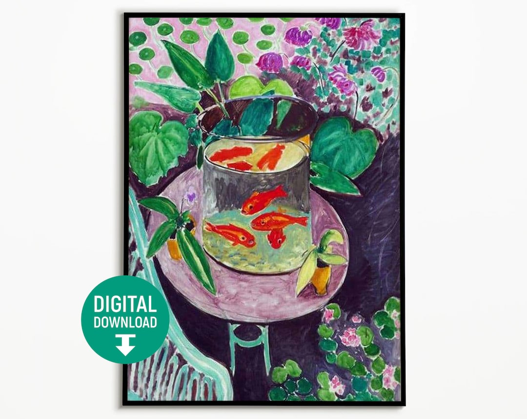 Henri Matisse Goldfish In A Bowl With Plants Painting Wall Art Print Poster Framed Art Gift