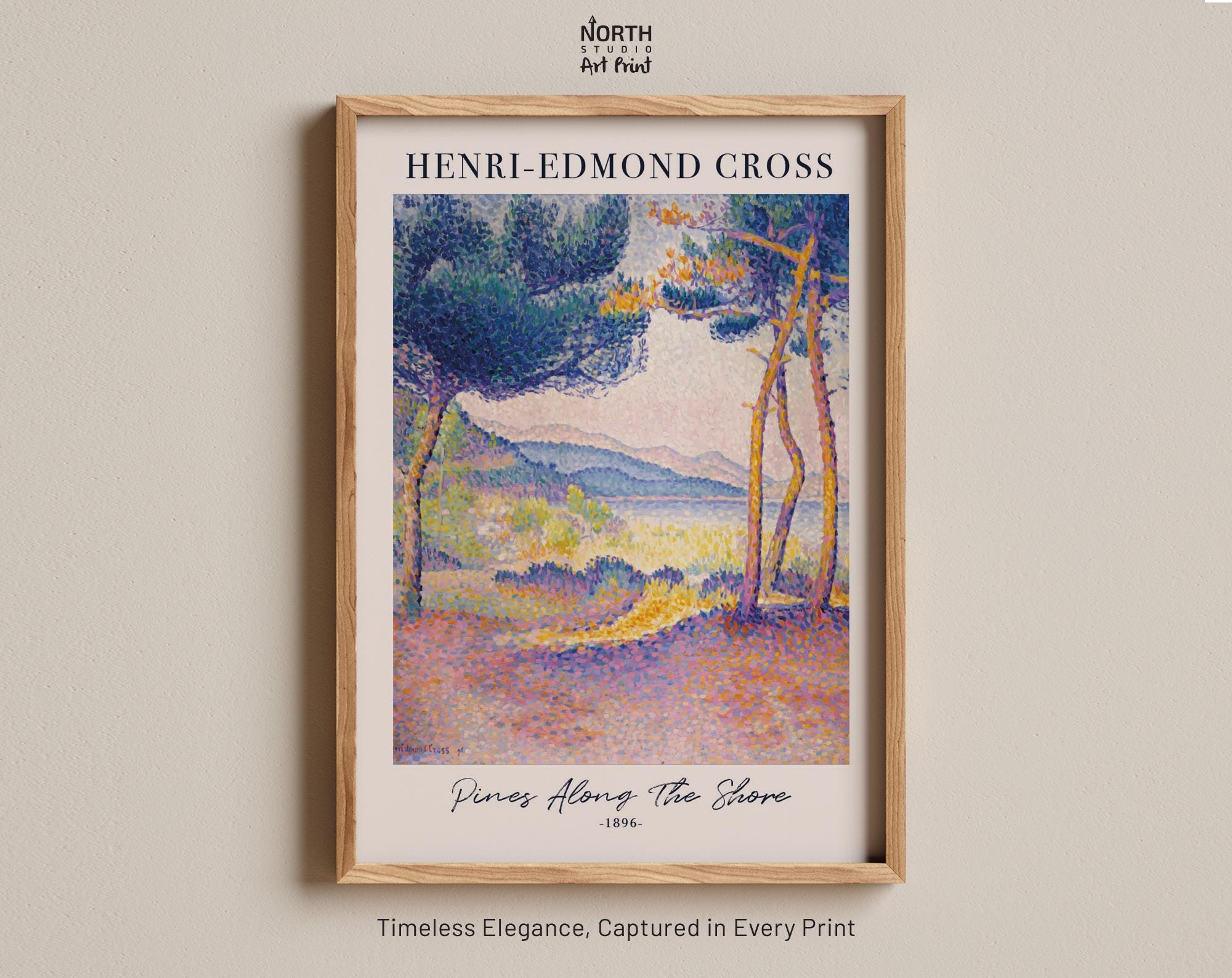 絵画　Pines' Evening Pines Along the Shore Print, Henri-edmond Cross 1896 Neo