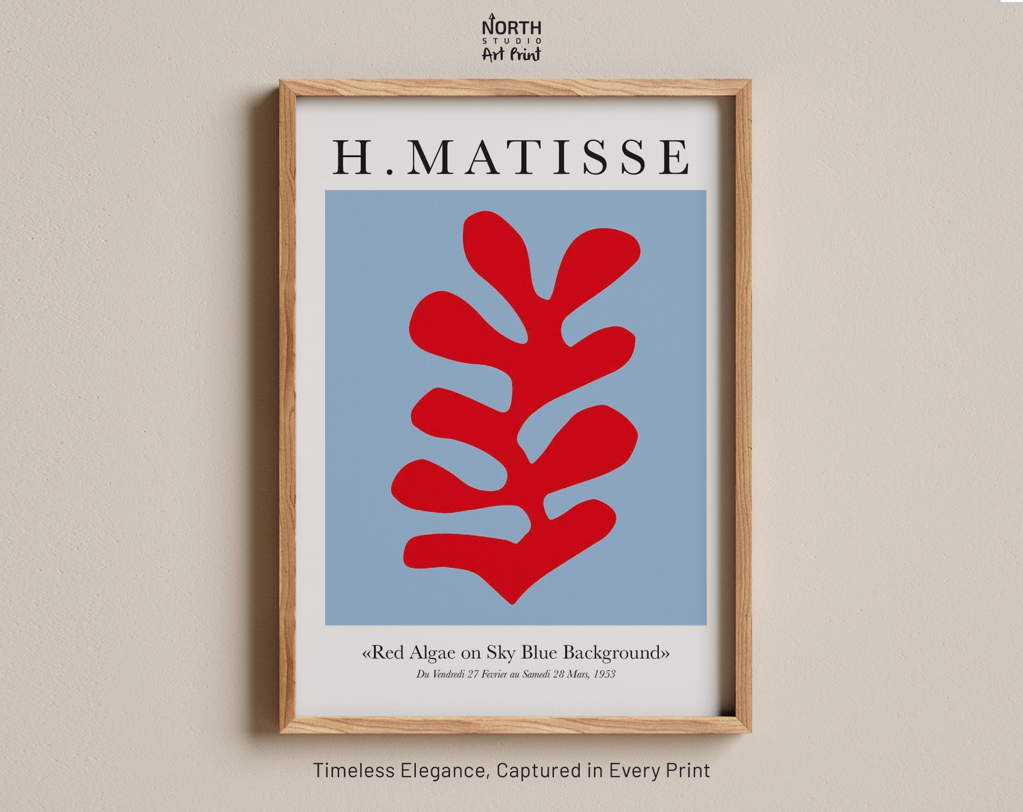 Red Algae Poster, Henri Matisse Cut-out Print, Sky Blue Background