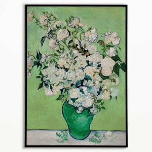 Póster de rosas de Vincent van Gogh, impresión artística de Van Gogh, decoración de pared, decoración de pared, obra de arte impresionista, flores, regalo de impresión artística