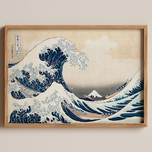 The Great Wave off Kanagawa print, Japanese woodblock art, Hokusai wave poster, Classic ukiyo-e decor, Ocean wave artwork