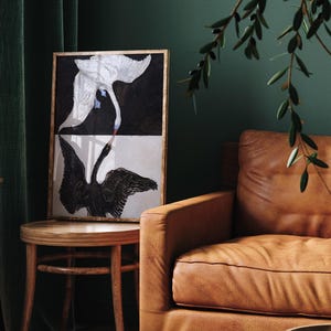 De zwaan van Hilma af Klint, poster zwarte zwaan, kunst witte zwaan, vintage zwaankunst, print van de zwaan afbeelding 4