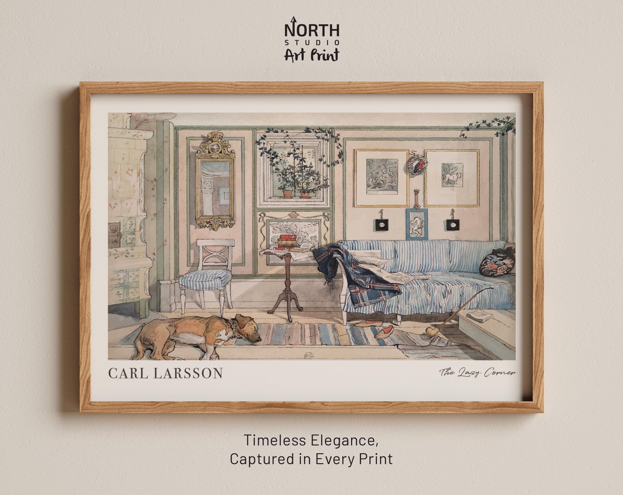 The Lazy Corner Print, Carl Larsson Swedish Interior Watercolor