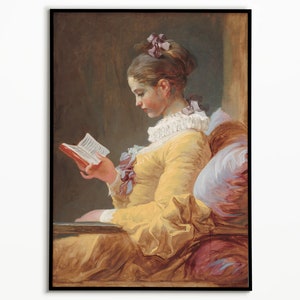Stampa di donna che legge, stampa vintage, arte antica, stampa di ritratto, arte murale di lettura, ritratto di donna, arte murale vittoriana, dipinto di ritratto