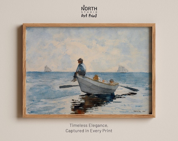 Boys in a Dory Print, Winslow Homer Artwork, Vintage Nautical