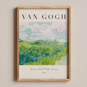 Van Gogh green wheat fields print, Green Wheat Fields Auvers, Post-impressionist countryside decor, Classic museum-quality reproduction
