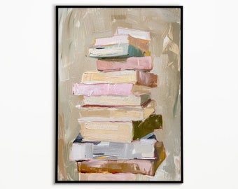 Stack of Books Print #2, Book Prints, College Apartment, Book Lover Print, Home Decor, Apartment Aesthetic