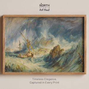 Una tempesta (naufragio) - J.M.W. Turner Stampa artistica marittima, Arte del naufragio, Stampa marittima, Pittura oceanica, Arte classica, Arte del paesaggio marino, Drammatica