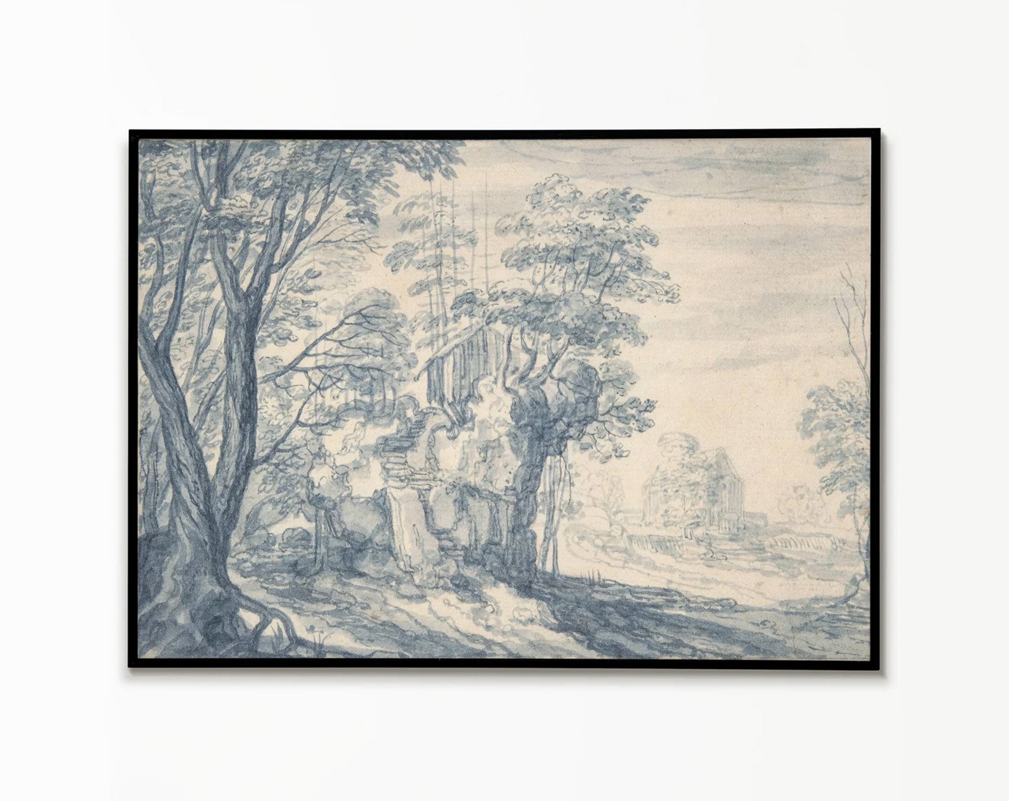 Blue Willow Wall art, Classic print, Vintage Landscape, Watercolor Art Print, Wall Art, Vintage wall Art
