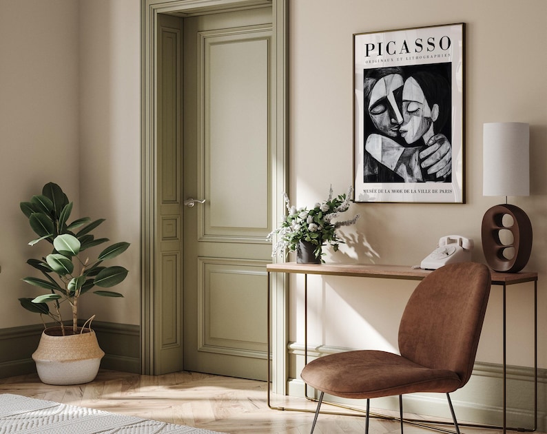 Picasso Hug Exhibition Wall Art Poster, Abstract Art, Minimalist Gift