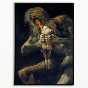 Francisco Goya Saturn verschlingt seinen Sohn, klassische Malerei, Dark Satan Print, klassischer Kunstdruck, druckbare Wandkunst
