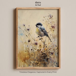 Bird Wall Art, Floral Bird Art, Flower Bird Print, Nature Wall Decor, Bird and Flower Art, Botanical Bird Print, Floral Wall Art