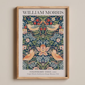 Stampa Strawberry Thief, motivo decorativo di uccelli e fiori di William Morris, design tessile Arts and Crafts, Cooper Hewitt Smithsonian Museum