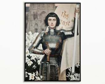 Joan of Arc by Albert Lync Poster, Modernist Woman Portrait, Art Nouveau Painting, French Painter, Artistic Elegance