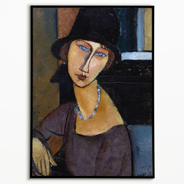 Amedeo Modigliani Woman with Hat and Necklace Poster,  Portrait Wall Decor, Wall Art, Poster Art, Italian Painter, Artistic Elegance