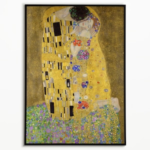 The Kiss by Gustav Klimt Poster, Fine Art Print, Famous Painting Reproduction Wall Art