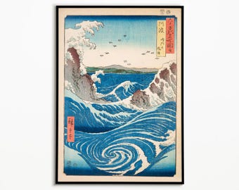 Whirlpool By Naruto, Utagawa Hiroshige, Japanese Art, Vintage Print, Japanese Landscape, Traditional Art, Naruto Whirlpools, Ukiyo-e Art