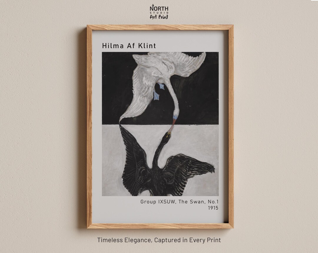 The Swan No. 1 Print, Hilma Af Klint Black and White Swan Print
