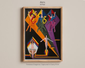 Dancing Girls in Colored Rays by Ernst Ludwig Kirchner Print, German Expressionist Art, Colorful Dance Wall Art, Abstract Figure Poster