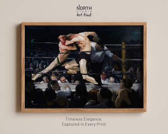 Stag at Sharkey's by George Bellows Print, Vintage Boxing Wall Art, Antique Boxer Painting, Sports Poster, Man Cave Decor, Boxing Gym Art