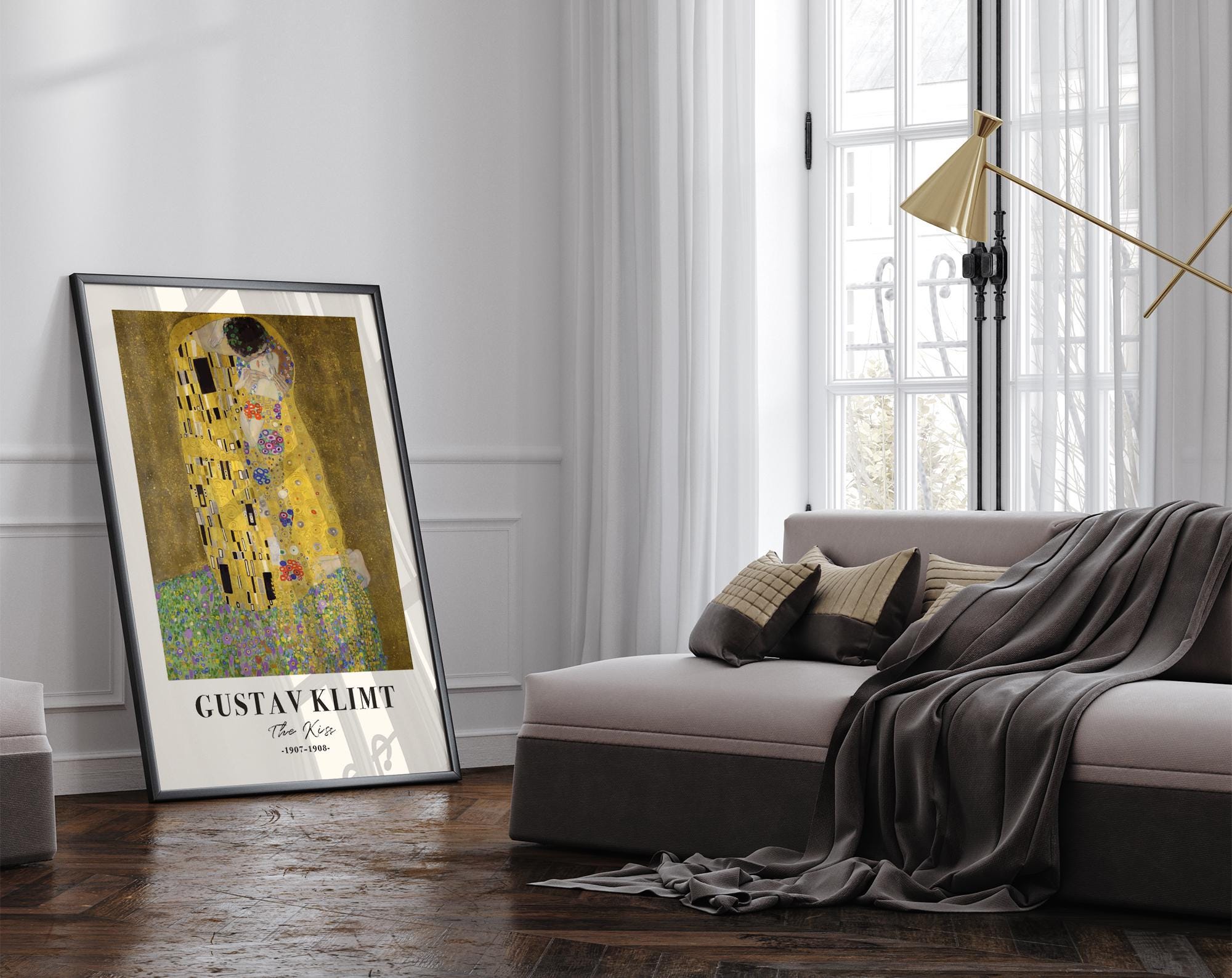The Kiss Print, Gustav Klimt 1907 Romantic Art Print, Gold Leaf