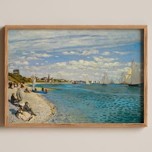 Regata de Claude Monet en Sainte-Adresse: impresión de paisaje marino impresionista, arte náutico de playa, pintura de navegación vintage, decoración costera