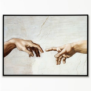 Póster de La Creación de Adán, póster vintage, impresión vintage, arte mural, retro, decoración de pared, impresión renacentista, impresión de Miguel Ángel