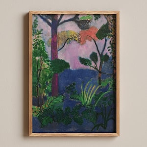 Stampa di paesaggio marocchino ispirato a Henri Matisse, vivace arte murale astratta, poster moderno ispirato alla natura, audace decorazione artistica